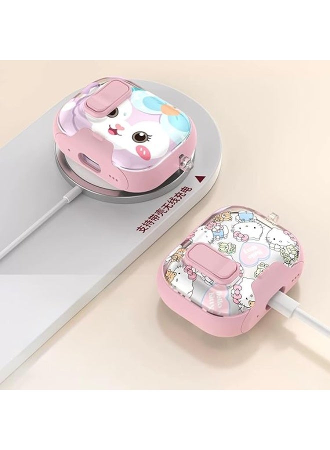 Cute Latch Painted All-inclusive Case For AirPods Pro 2 2025 Cover with Switch Safety Lock+Bottom Stand Bracket (cute cat, AirPods Pro 2) - Image 3